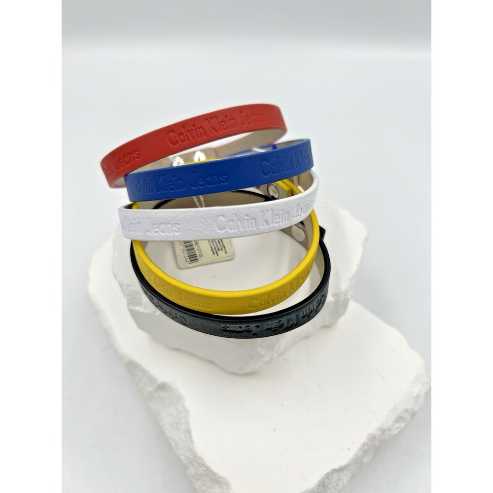 Calvin Klein Jeans 5 Leather Bracelets Different Colors 8 inch NIB